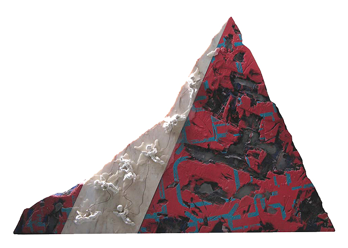 seven dance land • 133 x176 cm • Acryl, Marmor, Holz, Wachs und Gussmasse